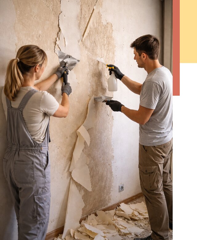 Снятие старых обоев в Южноуральске от 5741 руб. под ключ недорого | ОТДЕЛОЧНИК-Жрк