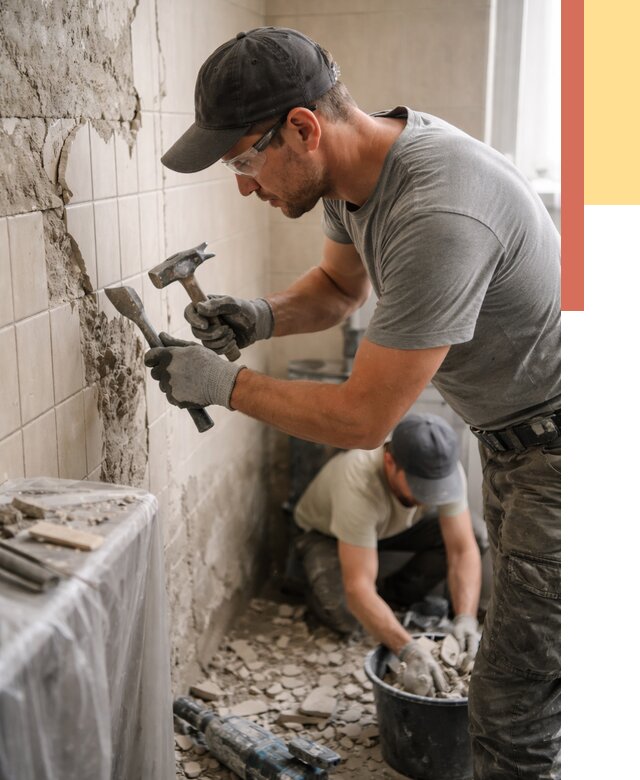 Демонтаж плитки со стен в Южноуральске от 930 руб. — быстро и недорого | ОТДЕЛОЧНИК-Жрк