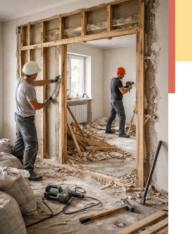 Демонтаж деревянных перегородок в Южноуральске от 3500 руб. — быстро и недорого | ОТДЕЛОЧНИК-Жрк