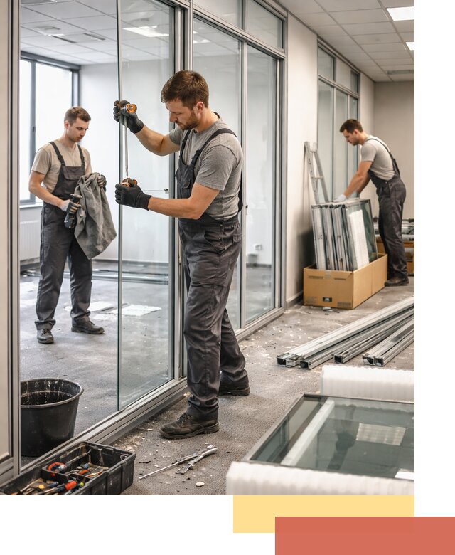 Демонтаж стеклянных перегородок в Южноуральске быстро и безопасно