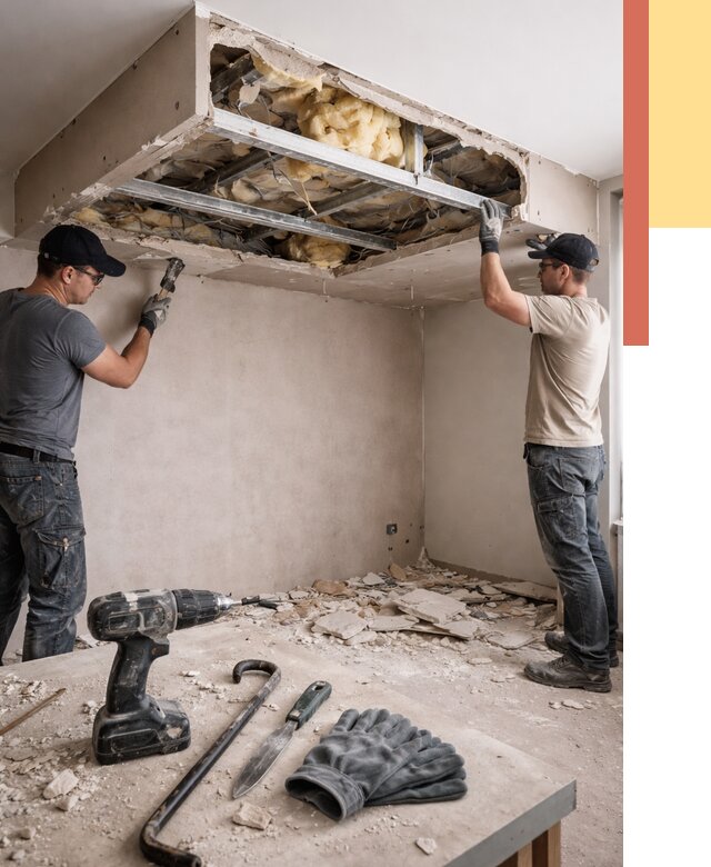 Демонтаж короба из гипсокартона в Южноуральске от 1662 руб. — быстро и недорого | ОТДЕЛОЧНИК-Жрк