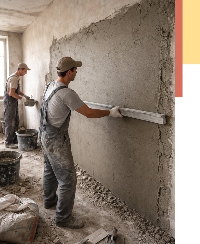 Цементная штукатурка стен в Южноуральске от 4921 руб/м2 — быстро и недорого | ОТДЕЛОЧНИК-Жрк