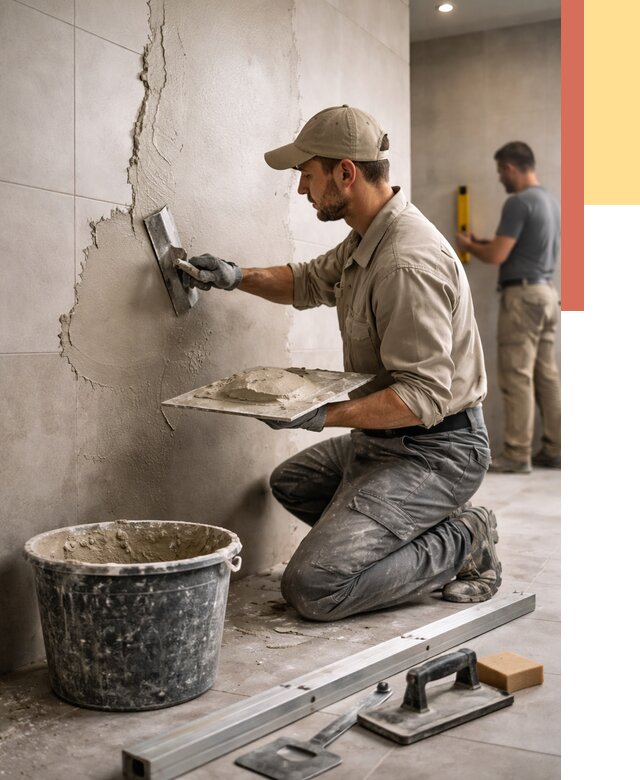 Штукатурка стен в ванной в Южноуральске от 4921 руб./м² — выравнивание под ключ | ОТДЕЛОЧНИК-Жрк