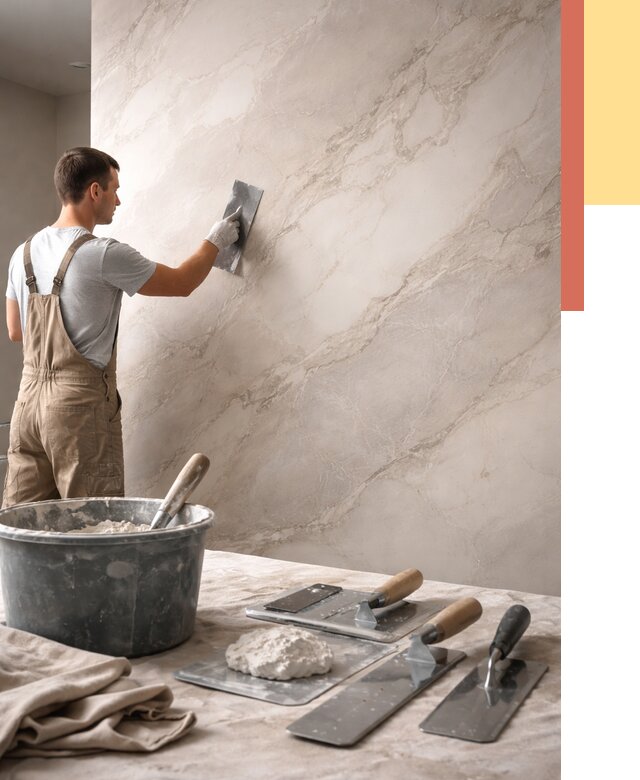 Декоративная штукатурка под мрамор в Южноуральске от 3062 руб./м² — быстро и недорого | ОТДЕЛОЧНИК-Жрк