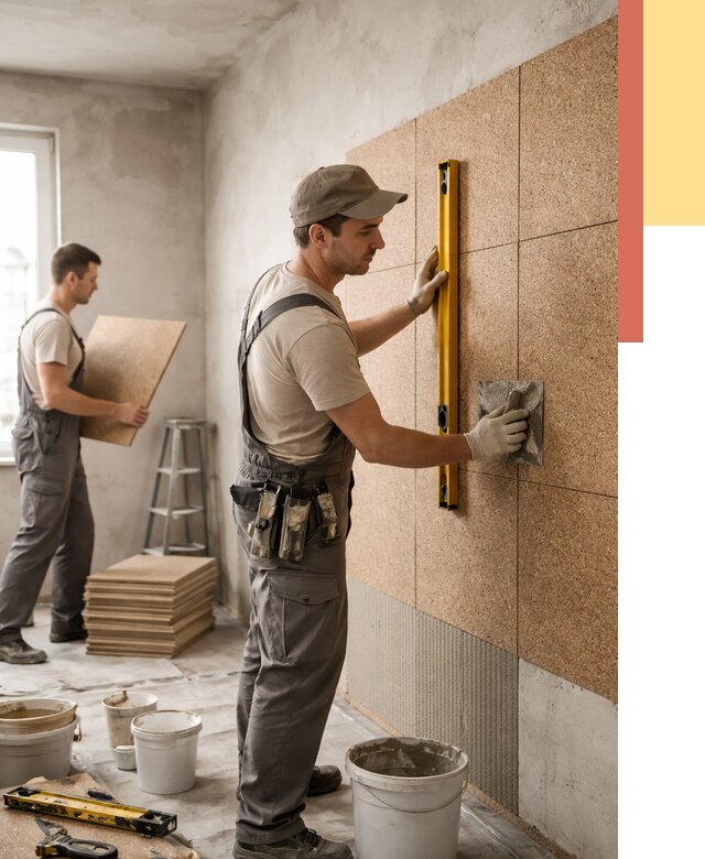 Монтаж пробковых панелей на стены в Южноуральске от 3828 руб. — ОТДЕЛОЧНИК-Жрк