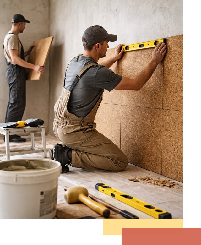 Монтаж пробковых панелей на стены в Южноуральске быстро и качественно