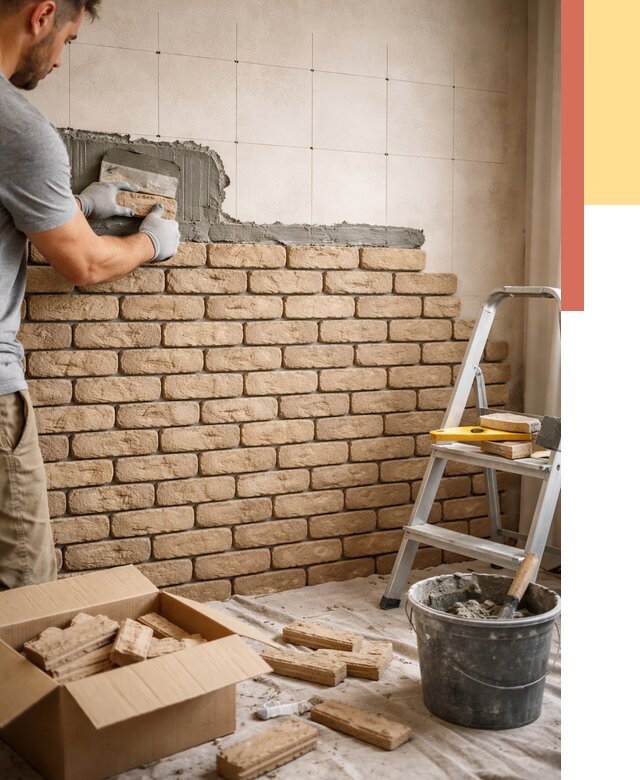 Монтаж декоративного кирпича в Южноуральске от 3500 руб./м² — быстро и недорого | ОТДЕЛОЧНИК-Жрк