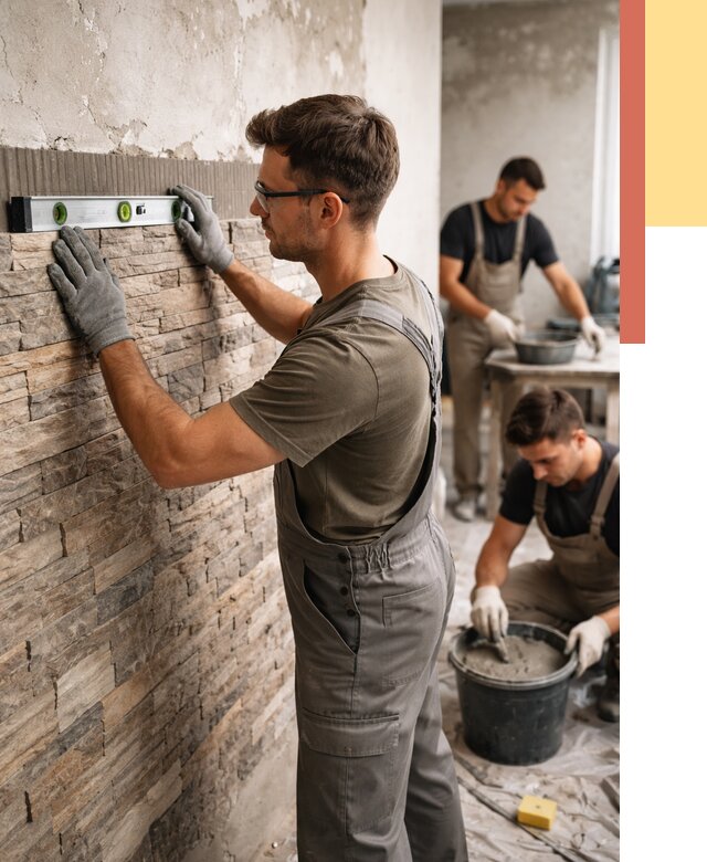 Монтаж искусственного камня в Южноуральске от 4921 руб. под ключ | ОТДЕЛОЧНИК-Жрк