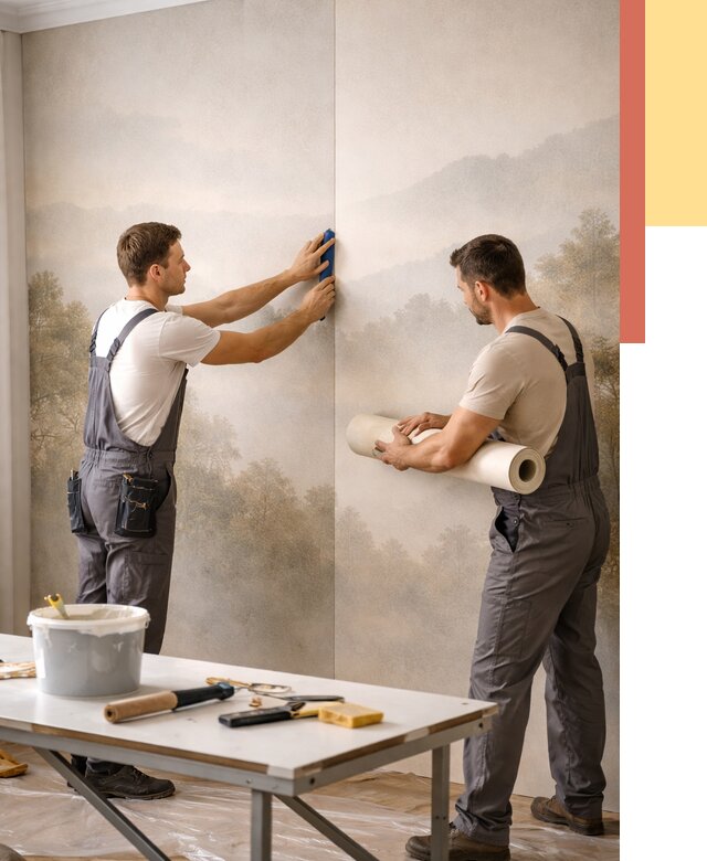 Поклейка фотообоев в Южноуральске от 9296 руб/м² — быстро и недорого | ОТДЕЛОЧНИК-Жрк