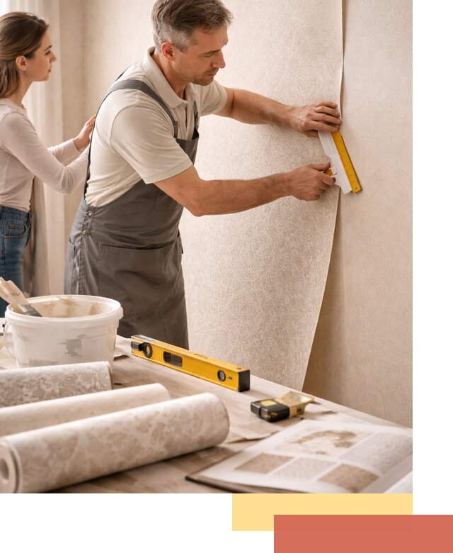 Поклейка обоев с подбором рисунка в Южноуральске