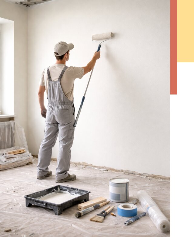 Покраска стен водоэмульсионной краской в Южноуральске от 492 руб. за м² | ОТДЕЛОЧНИК-Жрк