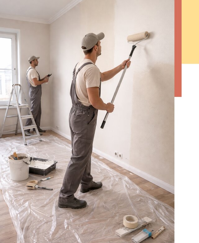 Покраска стен акриловой краской в Южноуральске от 3828 руб./м² — быстро и недорого | ОТДЕЛОЧНИК-Жрк