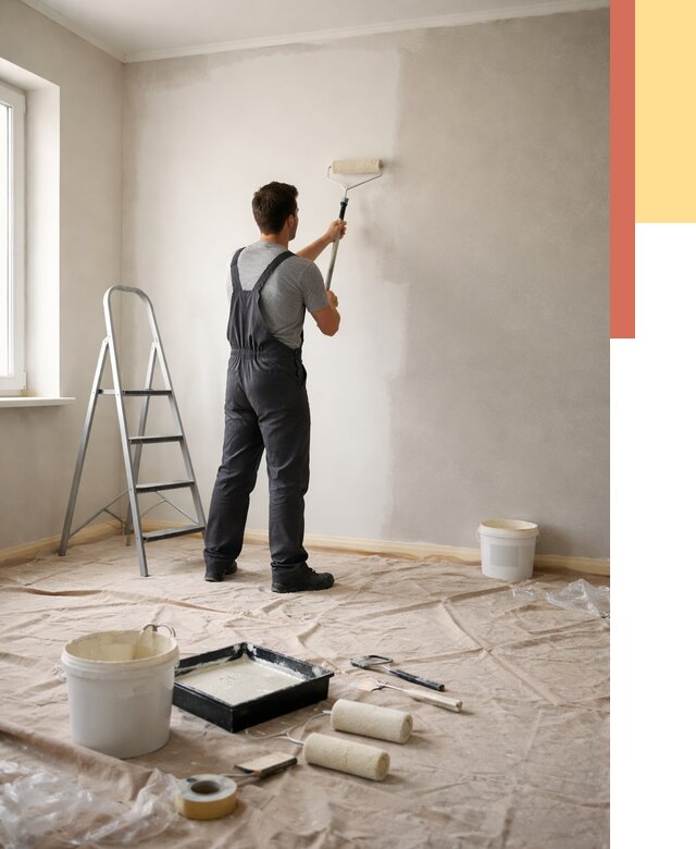 Покраска стен моющейся краской в Южноуральске от 383 руб./м² — быстро и недорого | ОТДЕЛОЧНИК-Жрк