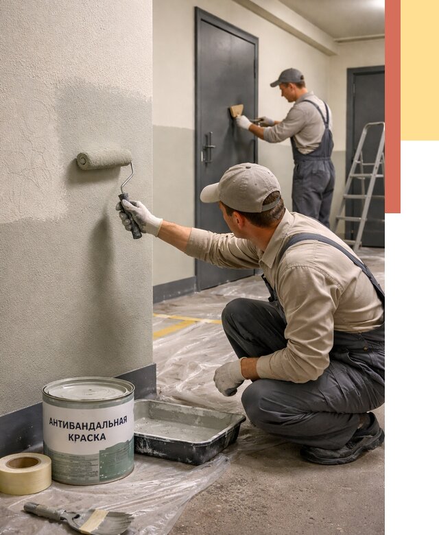 Покраска стен антивандальной краской в Южноуральске от 4921 руб./м² под ключ | ОТДЕЛОЧНИК-Жрк
