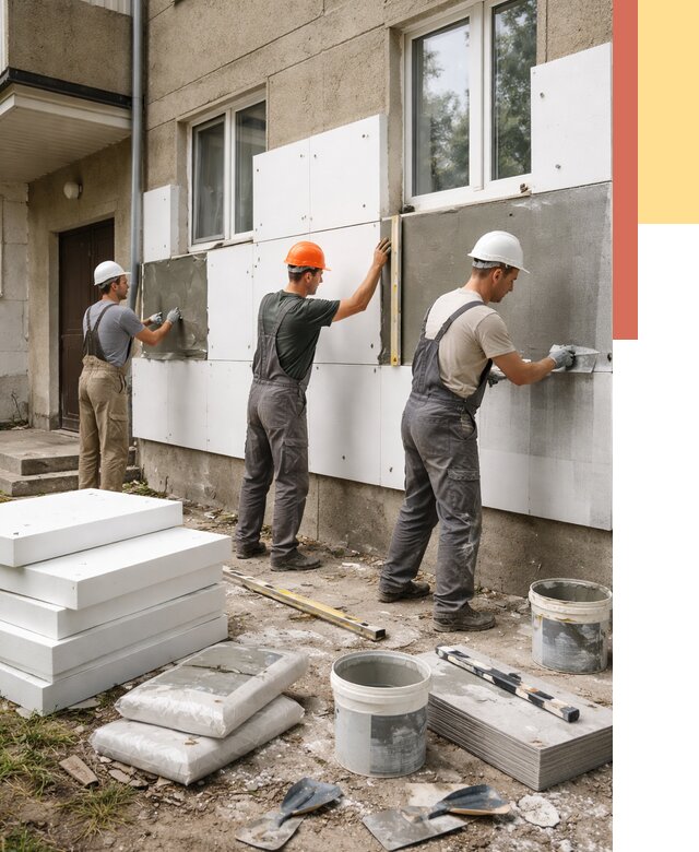 Утепление стен пенопластом в Южноуральске от 1914 руб. — недорого и под ключ | ОТДЕЛОЧНИК-Жрк