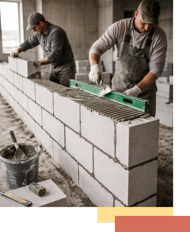 Кладка перегородок из газобетона в Южноуральске быстро и качественно