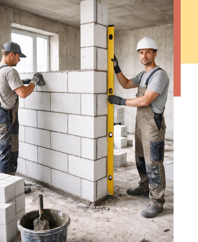 Кладка перегородок из пеноблока в Южноуральске от 1968 руб. под ключ | ОТДЕЛОЧНИК-Жрк