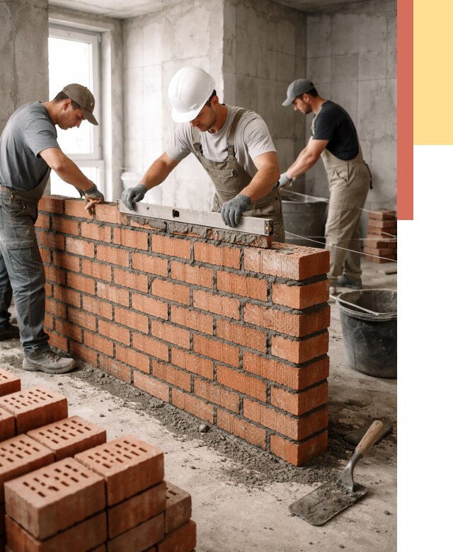 Кладка перегородок из кирпича в Южноуральске от 3828 руб. за м² | ОТДЕЛОЧНИК-Жрк