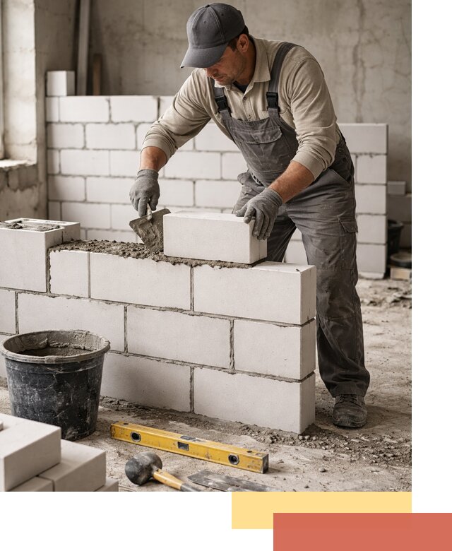 Кладка перегородок из силикатного блока в Южноуральске