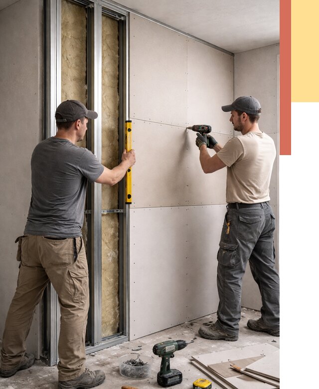 Монтаж двухслойной перегородки из гипсокартона в Южноуральске от 1586 руб. | ОТДЕЛОЧНИК-Жрк