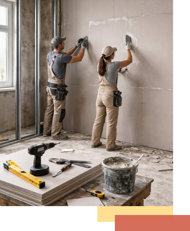 Монтаж двухслойной перегородки из гипсокартона в Южноуральске