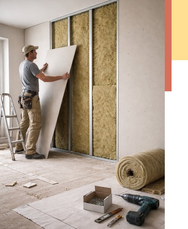 Перегородка из гипсокартона с шумоизоляцией в Южноуральске от 3412 руб. | ОТДЕЛОЧНИК-Жрк