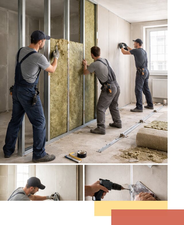 Перегородка из гипсокартона с шумоизоляцией в Южноуральске — монтаж под ключ