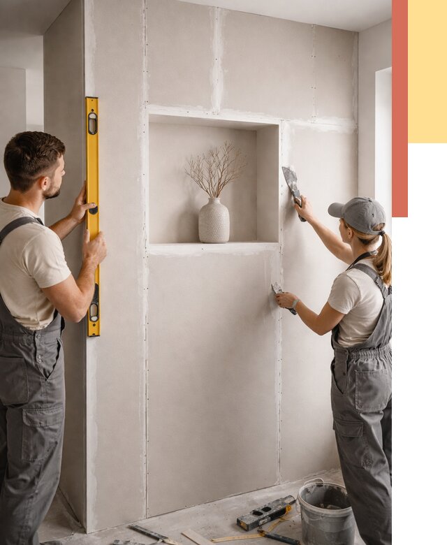 Перегородка из гипсокартона с нишей в Южноуральске от 3554 руб. под ключ | ОТДЕЛОЧНИК-Жрк