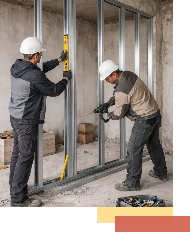 Монтаж каркаса перегородки из профиля в Южноуральске