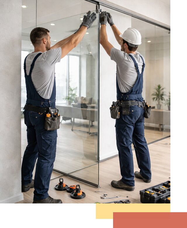 Безрамные стеклянные перегородки под ключ в Южноуральске