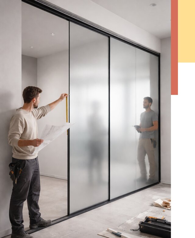 Матовые стеклянные перегородки в Южноуральске от 9296 руб. — монтаж и установка | ОТДЕЛОЧНИК-Жрк