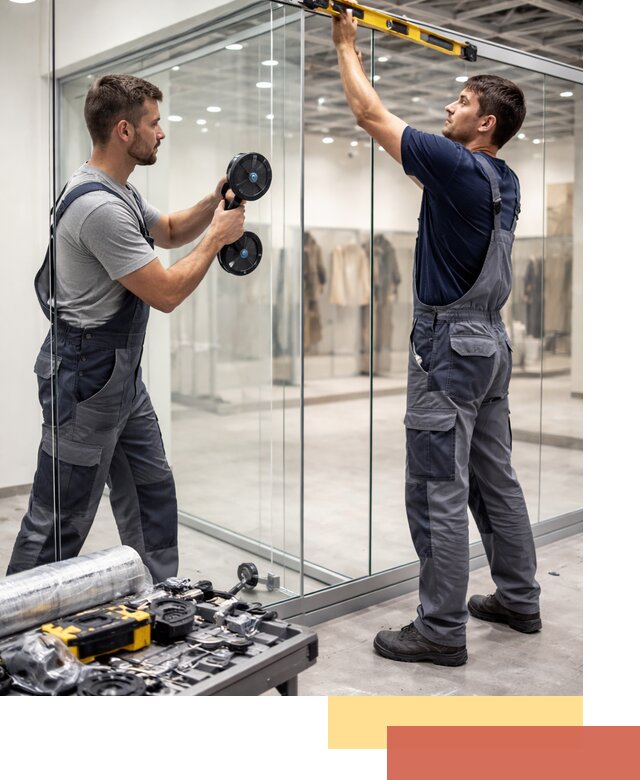 Стеклянные перегородки для магазинов в Южноуральске — монтаж и установка