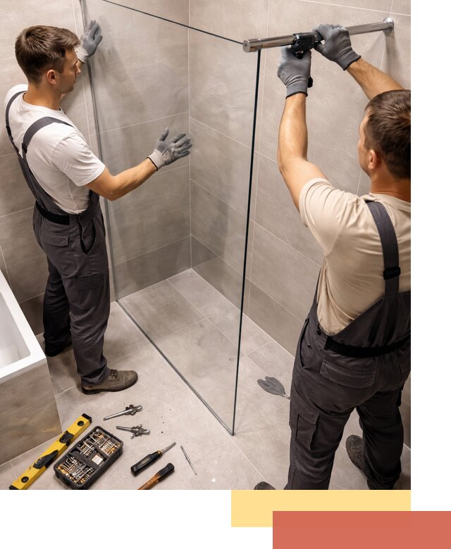 Стеклянные перегородки для душа в Южноуральске — изготовление и монтаж