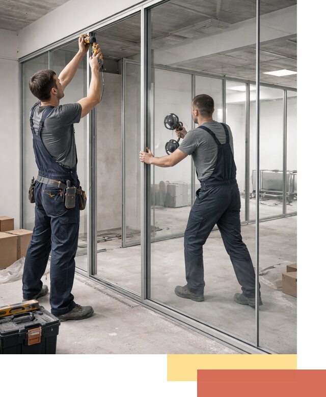 Алюминиевые перегородки со стеклом в Южноуральске — изготовление и монтаж