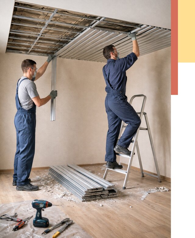 Демонтаж реечного потолка в Южноуральске от 4921 руб. быстро и недорого | ОТДЕЛОЧНИК-Жрк