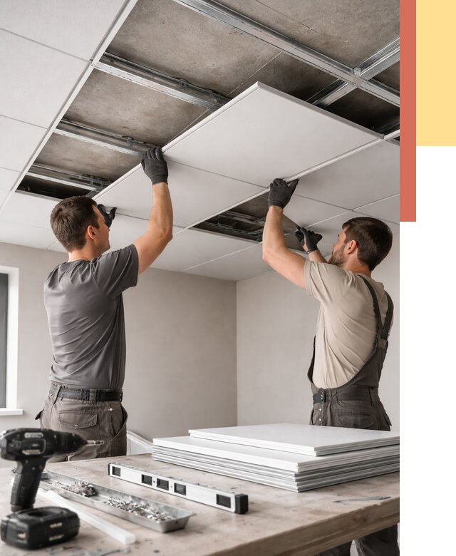 Монтаж кассетного потолка в Южноуральске от 4921 руб/м2 — установка и сборка | ОТДЕЛОЧНИК-Жрк