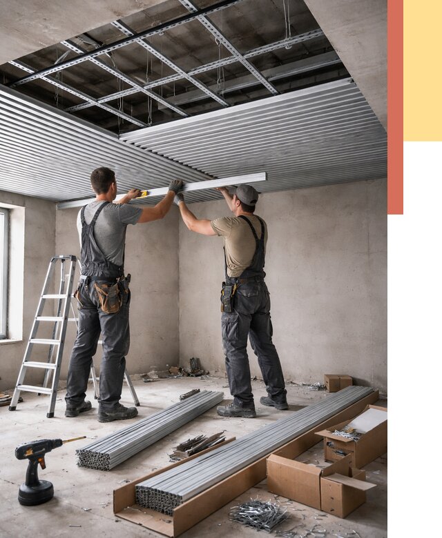 Монтаж реечного потолка в Южноуральске от 4921 руб. под ключ | ОТДЕЛОЧНИК-Жрк