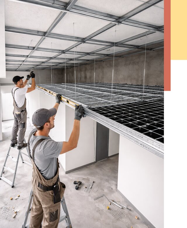 Монтаж потолка грильято в Южноуральске от 492 руб./м² — быстрая сборка под ключ | ОТДЕЛОЧНИК-Жрк