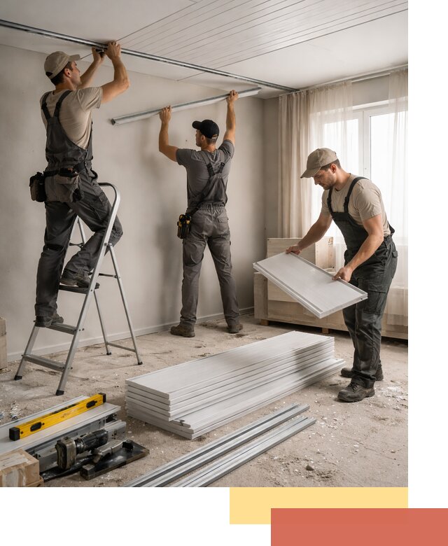 Монтаж потолка из ПВХ панелей в Южноуральске оперативно и качественно