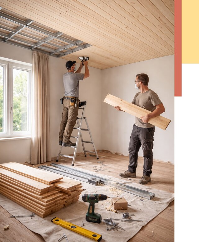 Монтаж потолка из вагонки в Южноуральске от 7108 руб. | Быстро и недорого — ОТДЕЛОЧНИК-Жрк