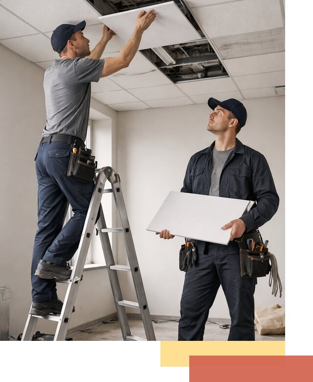 Обслуживание подвесного потолка в Южноуральске — ремонт и чистка