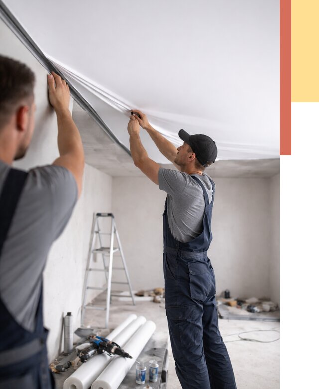 Монтаж матового натяжного потолка в Южноуральске от 4921 руб./м² — быстро и недорого | ОТДЕЛОЧНИК-Жрк