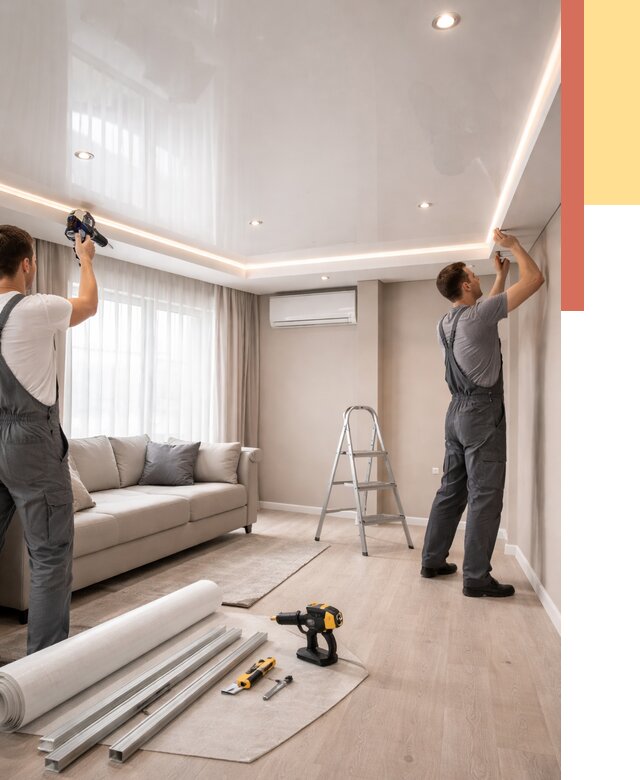 Монтаж глянцевого натяжного потолка в Южноуральске от 820 руб. под ключ | ОТДЕЛОЧНИК-Жрк