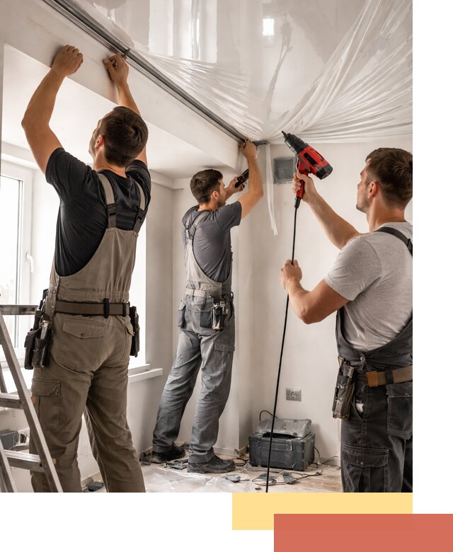 Монтаж глянцевого натяжного потолка в Южноуральске быстро и качественно