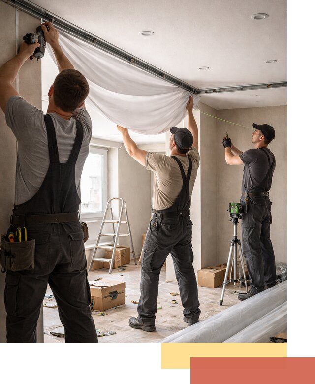 Монтаж парящего натяжного потолка под ключ в Южноуральске