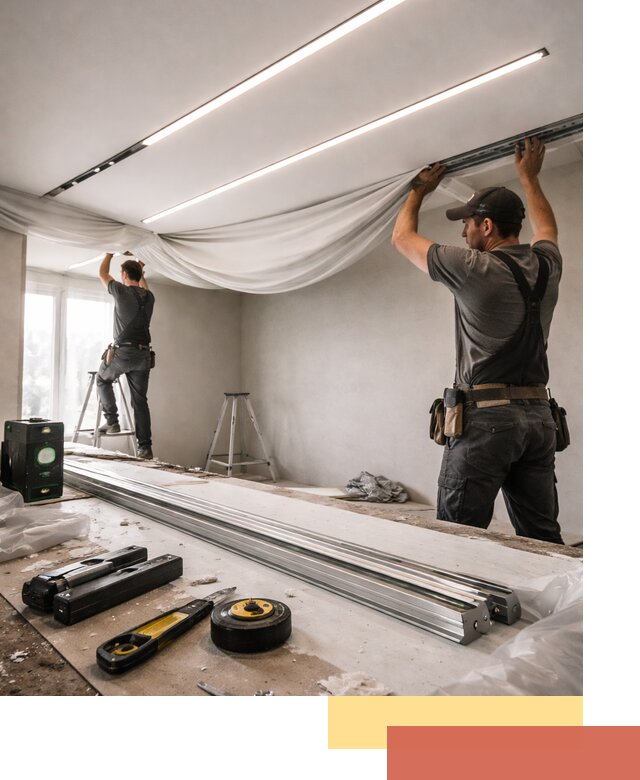 Монтаж натяжных потолков со световыми линиями в Южноуральске