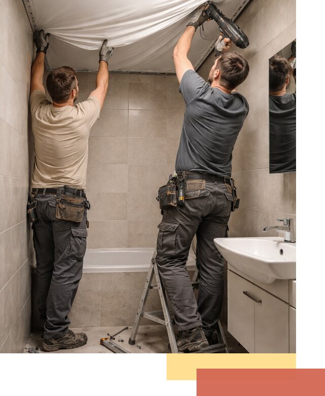 Монтаж натяжного потолка в ванной в Южноуральске быстро и качественно