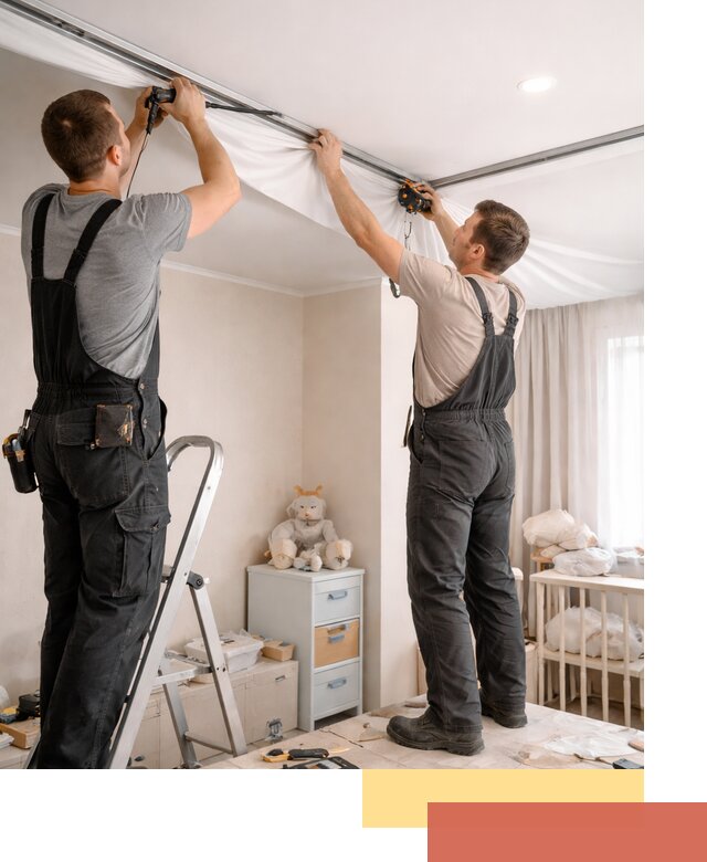 Монтаж натяжного потолка в детской комнате в Южноуральске