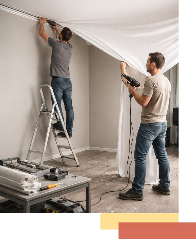 Монтаж натяжного потолка в студии в Южноуральске