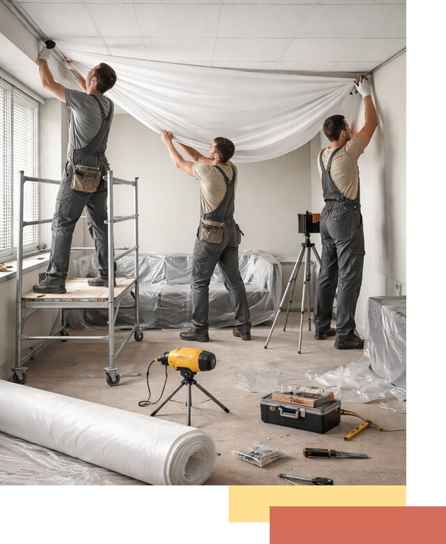 Монтаж натяжного потолка в офисе в Южноуральске